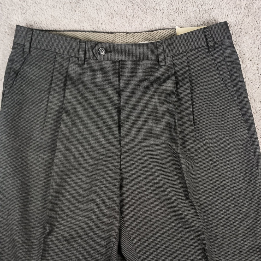 New Lauren Ralph Lauren 36x32 Mens Grey Houndstooth Pleated Dress Pants NWT